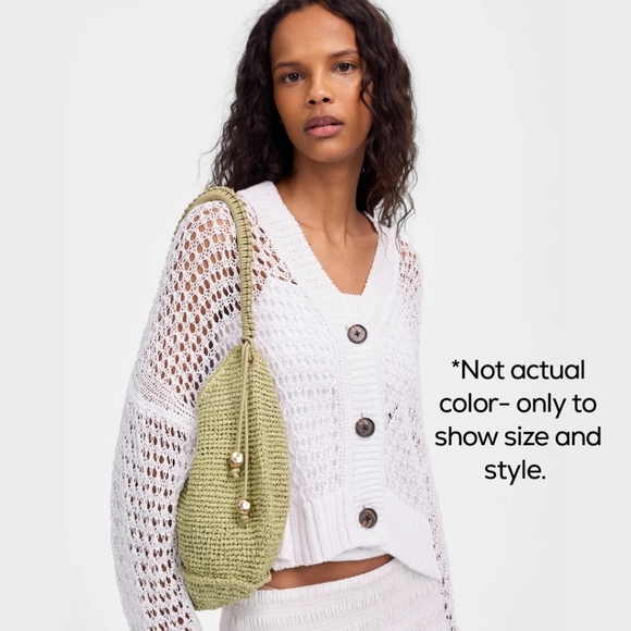 New! Madewell The Camren Straw Bag with Leather Trim in Distant Ocean - Picture 3 of 16